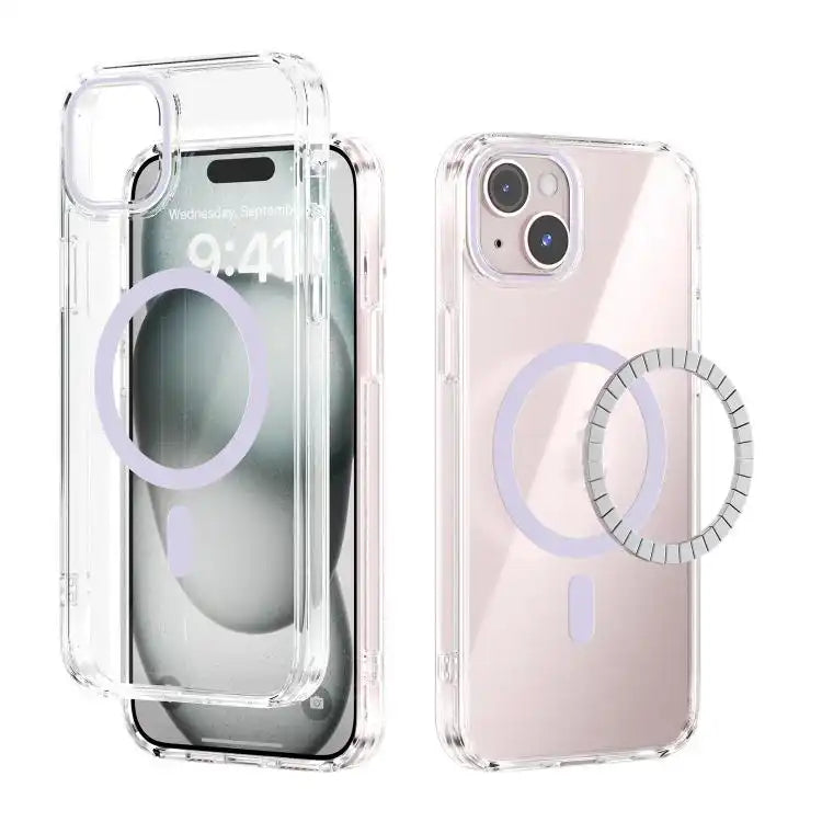 ABEEL MagSafe Magnetic Color Ring Anti-scratch Transparent Phone Case