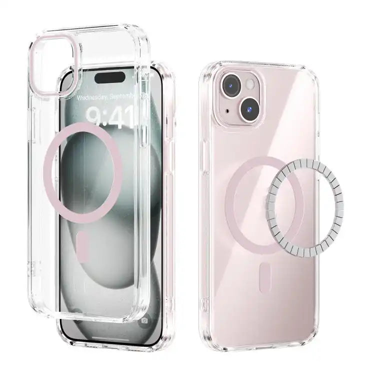 ABEEL MagSafe Magnetic Color Ring Anti-scratch Transparent Phone Case