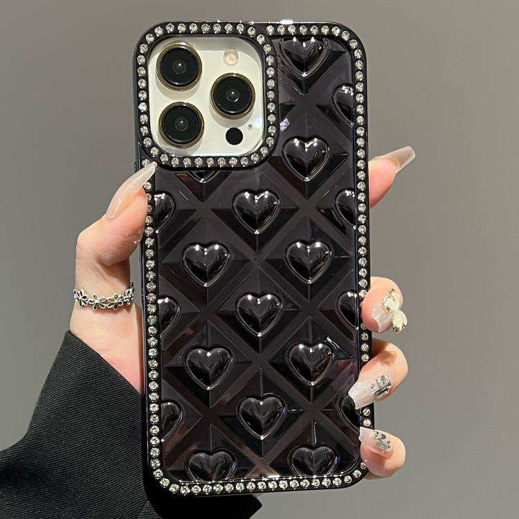 Electroplated Heart 3D Embossed Diamond TPU Phone Case