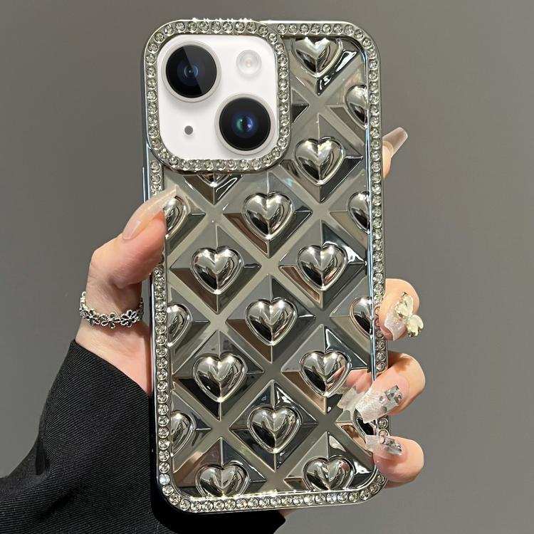Electroplated Heart 3D Embossed Diamond TPU Phone Case