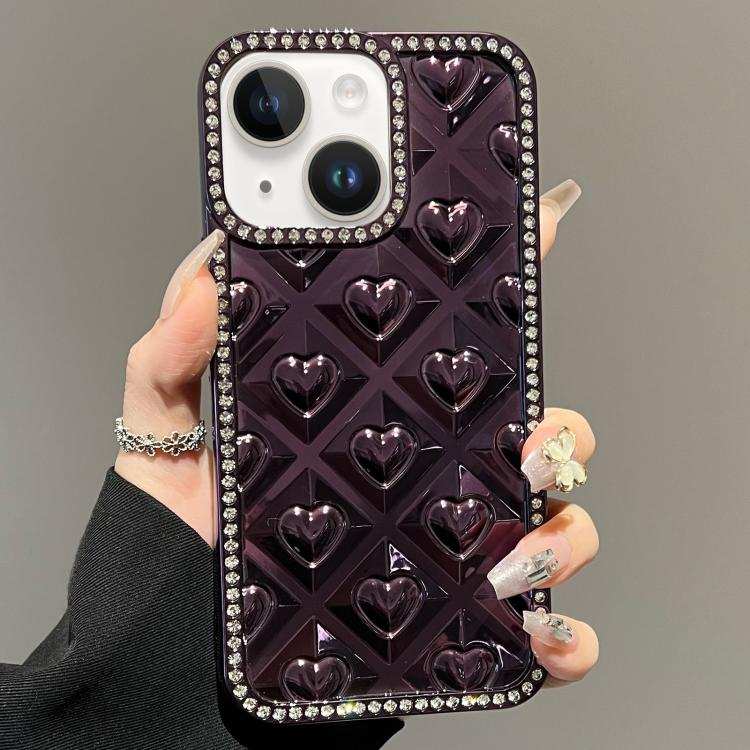 Electroplated Heart 3D Embossed Diamond TPU Phone Case