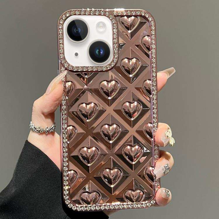 Electroplated Heart 3D Embossed Diamond TPU Phone Case