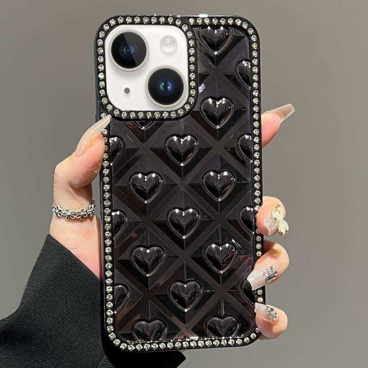 Electroplated Heart 3D Embossed Diamond TPU Phone Case
