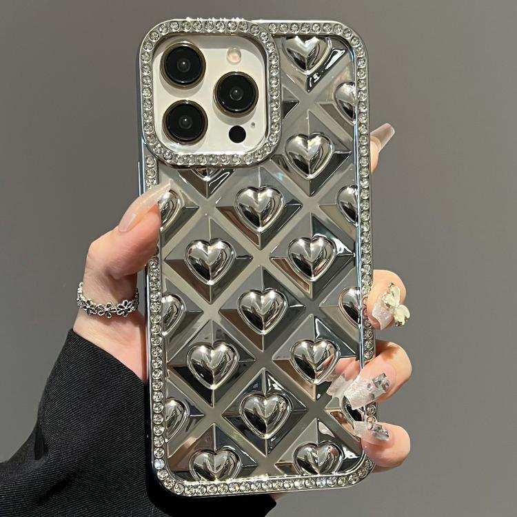 Electroplated Heart 3D Embossed Diamond TPU Phone Case
