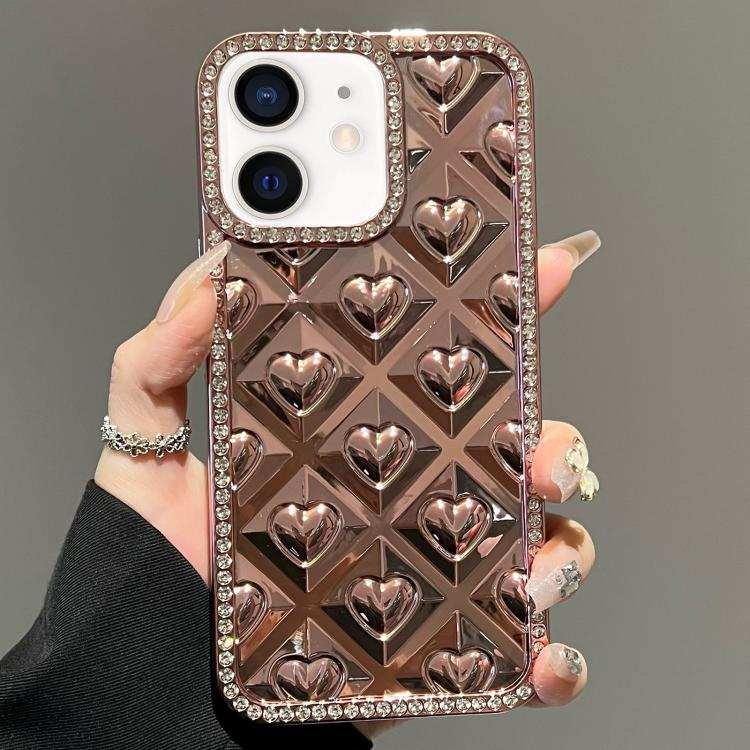 Electroplated Heart 3D Embossed Diamond TPU Phone Case