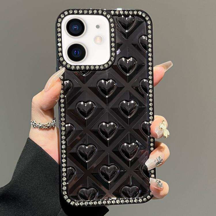 Electroplated Heart 3D Embossed Diamond TPU Phone Case