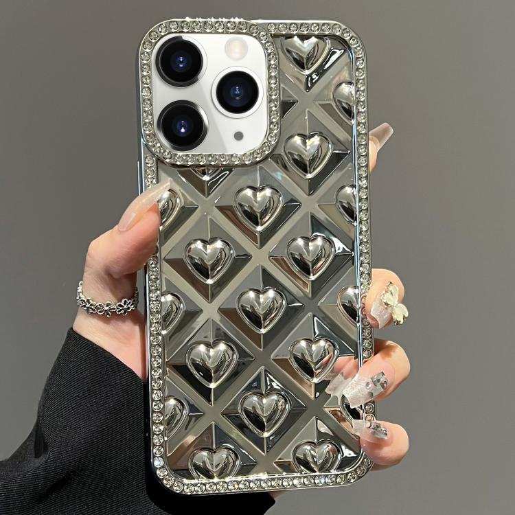 Electroplated Heart 3D Embossed Diamond TPU Phone Case