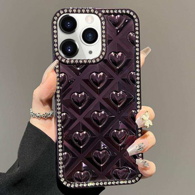 Electroplated Heart 3D Embossed Diamond TPU Phone Case