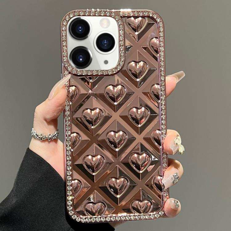 Electroplated Heart 3D Embossed Diamond TPU Phone Case
