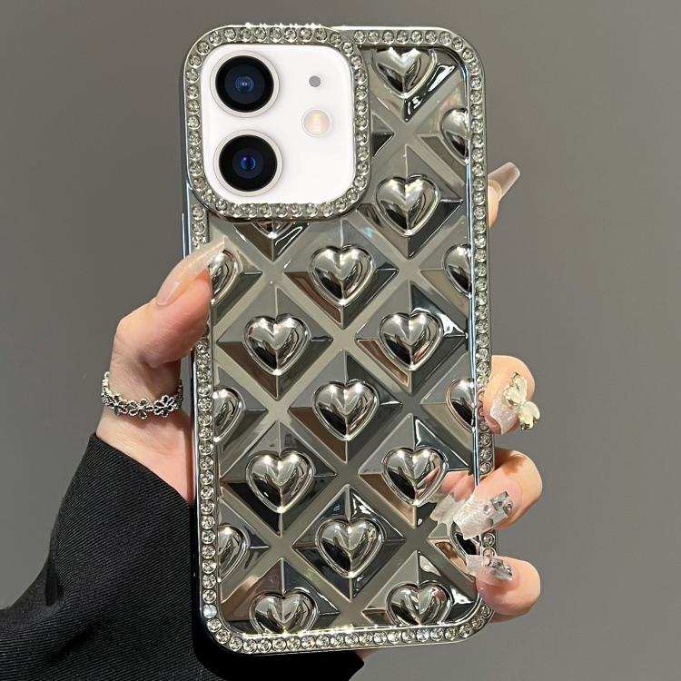 Electroplated Heart 3D Embossed Diamond TPU Phone Case