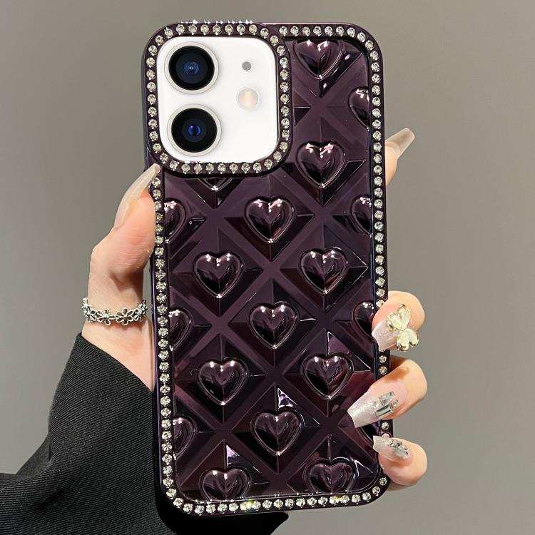Electroplated Heart 3D Embossed Diamond TPU Phone Case