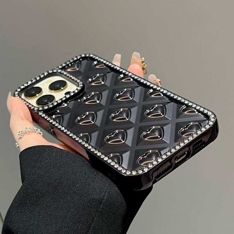 Electroplated Heart 3D Embossed Diamond TPU Phone Case