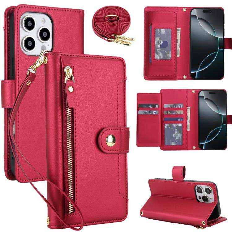 Seven Card Slots Zipper Wallet Leather Phone Case with Lanyard
