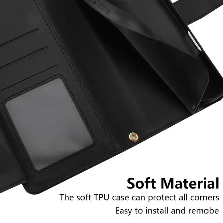 Seven Card Slots Zipper Wallet Leather Phone Case with Lanyard