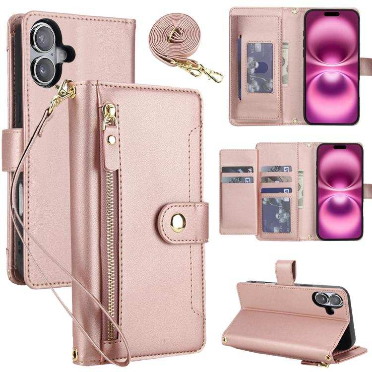 Seven Card Slots Zipper Wallet Leather Phone Case with Lanyard