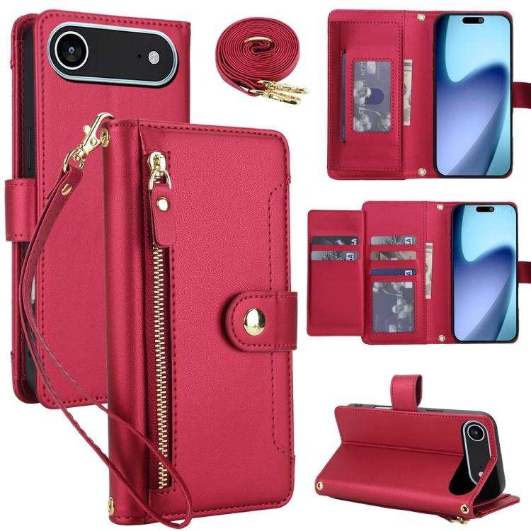Seven Card Slots Zipper Wallet Leather Phone Case with Lanyard