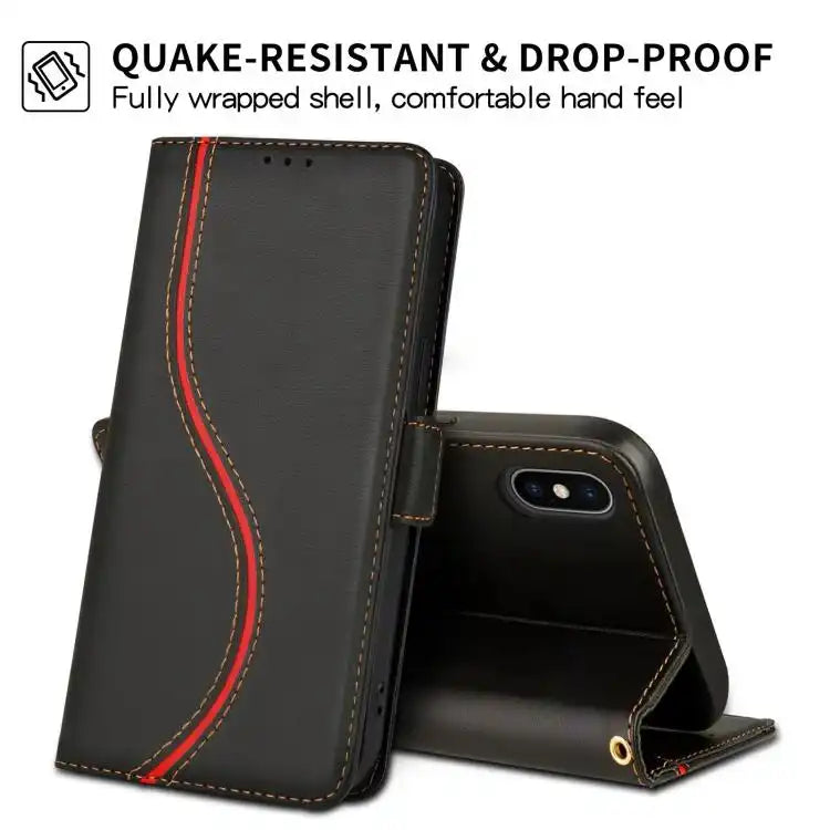 Side Buckle S Curve Leather Phone Case