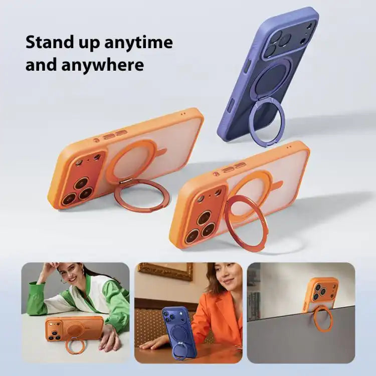 MOMAX Magsafe Magnetic Metal Rotating Holder Phone Case