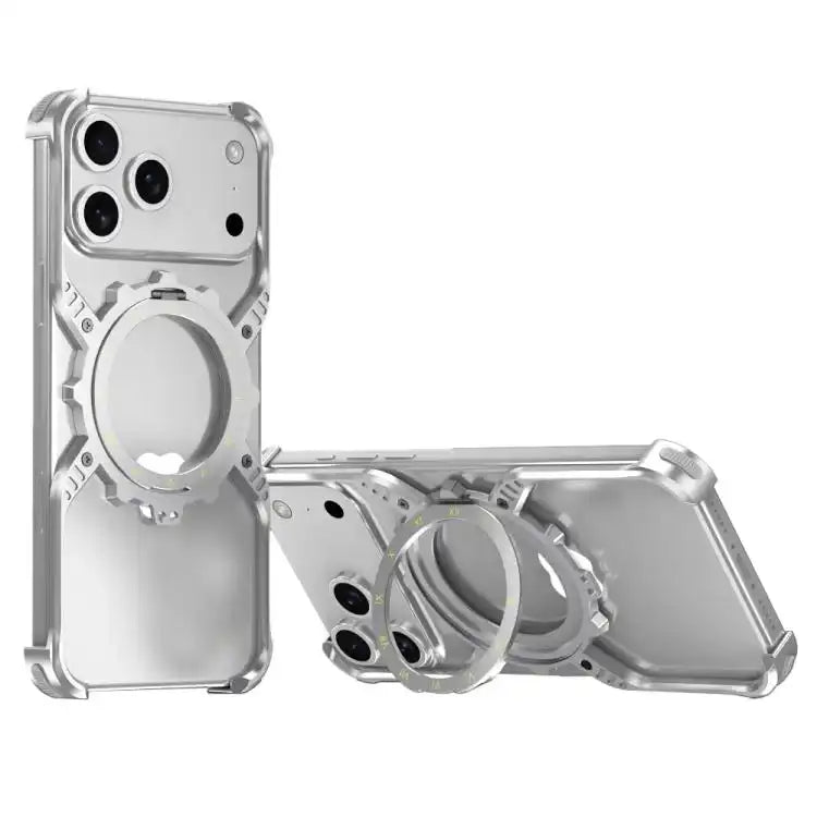 Mechanical Gear MagSafe Holder Borderless Metal Phone Case