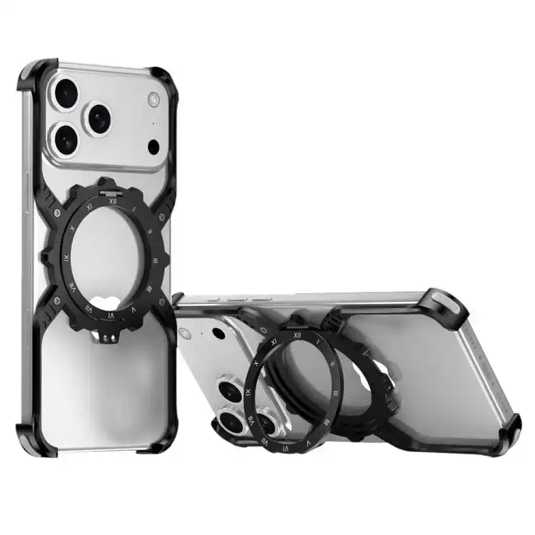 Mechanical Gear MagSafe Holder Borderless Metal Phone Case