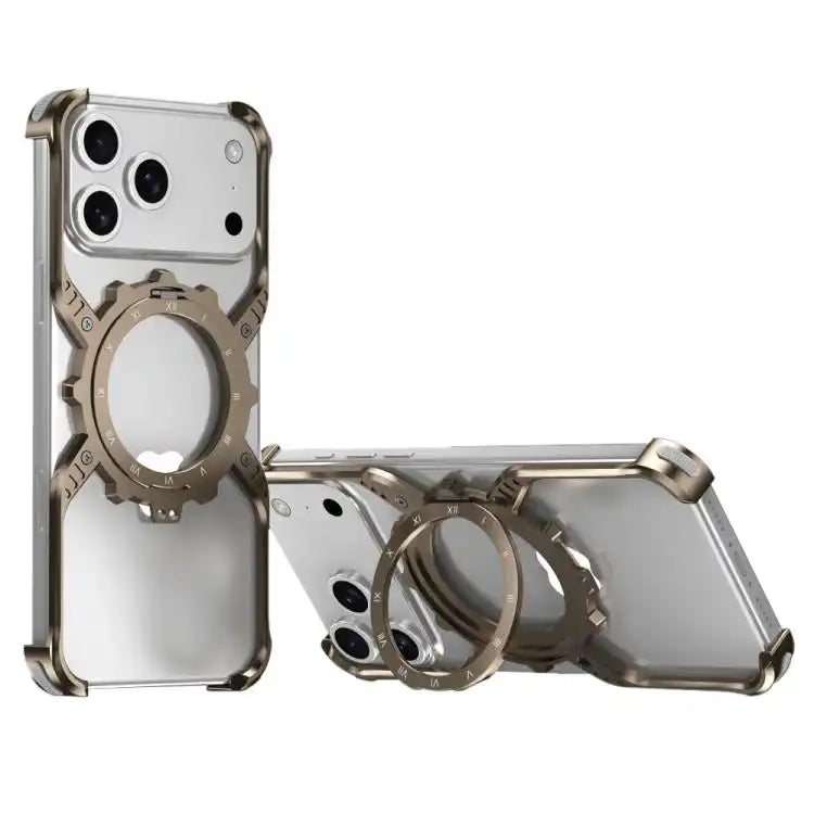 Mechanical Gear MagSafe Holder Borderless Metal Phone Case