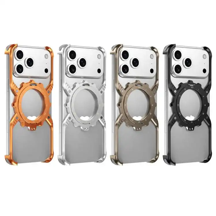 Mechanical Gear MagSafe Holder Borderless Metal Phone Case