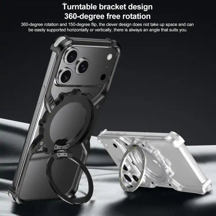 Mechanical Gear MagSafe Holder Borderless Metal Phone Case