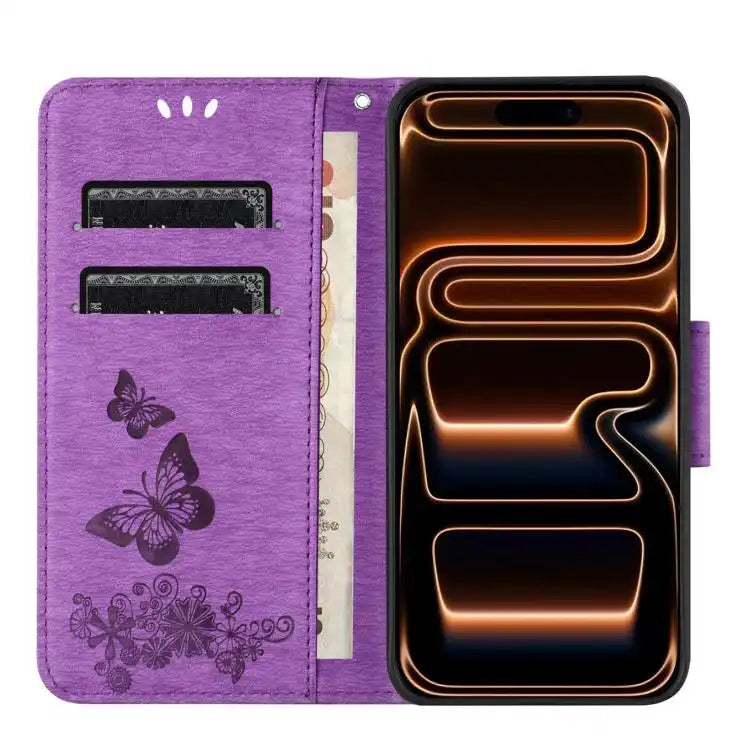 Butterfly Embossed Flip Leather Phone Case