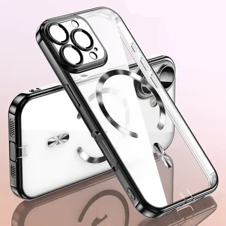 Plating Paint TPU MagSafe Phone Case with Dust Plug & Lens Film