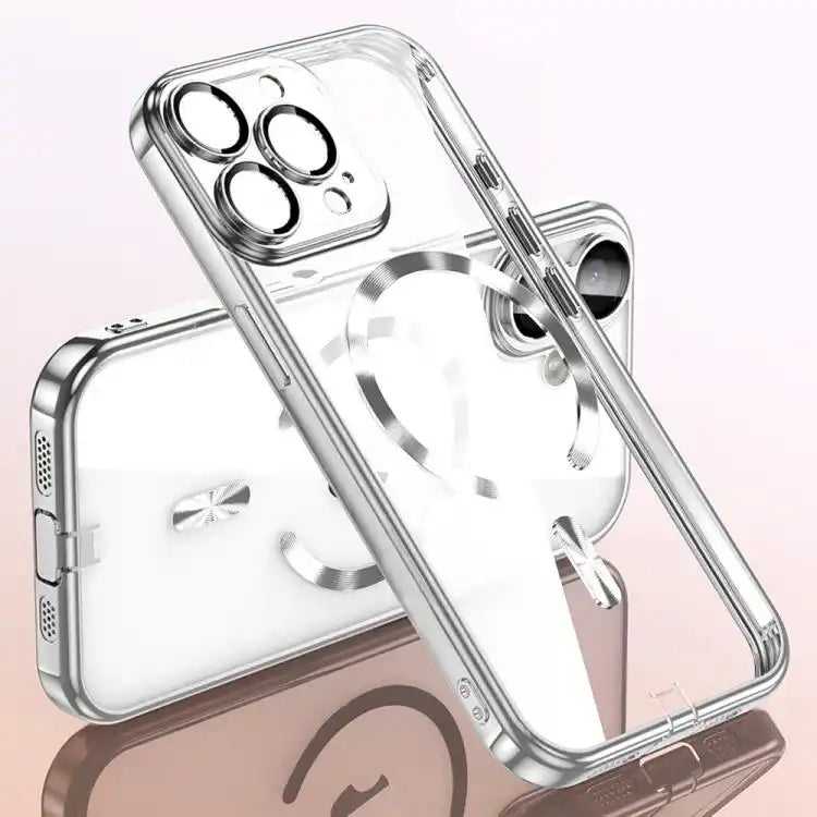 Plating Paint TPU MagSafe Phone Case with Dust Plug & Lens Film