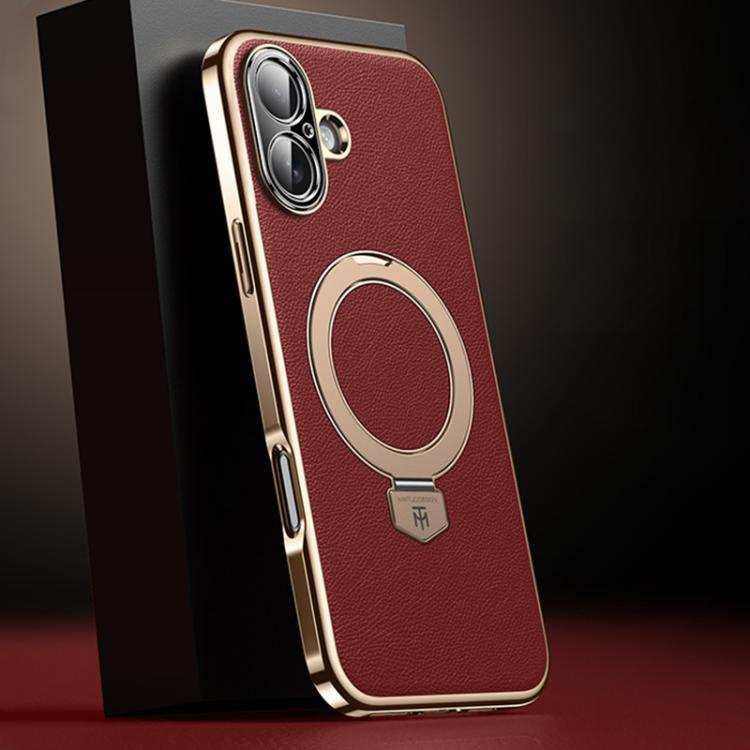 Plain Leather MagSafe Holder Phone Case