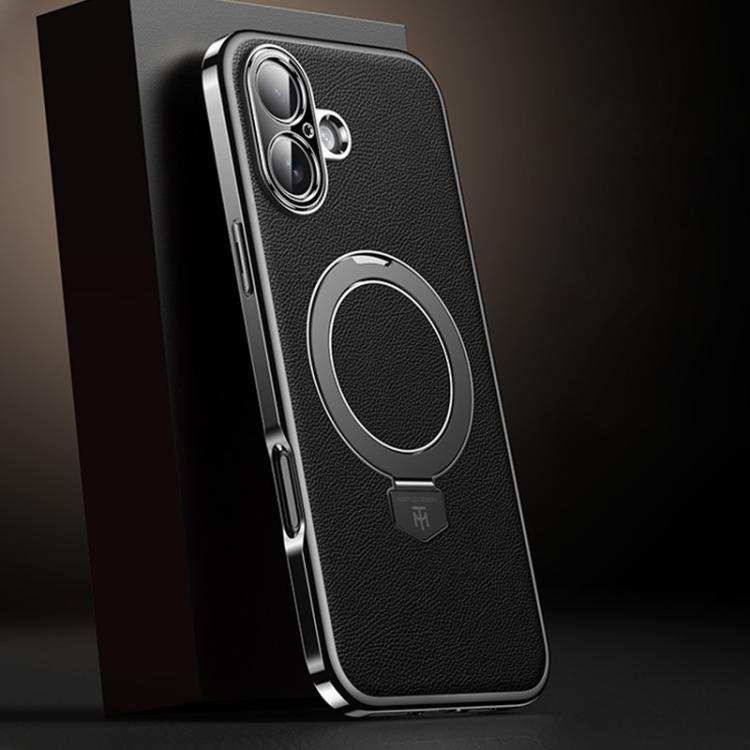 Plain Leather MagSafe Holder Phone Case