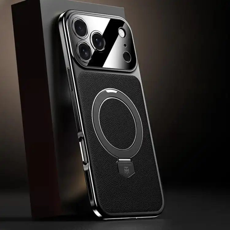 Plain Leather MagSafe Holder Phone Case