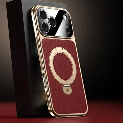 Plain Leather MagSafe Holder Phone Case