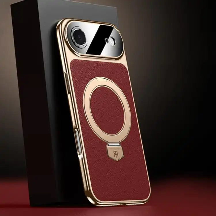 Plain Leather MagSafe Holder Phone Case