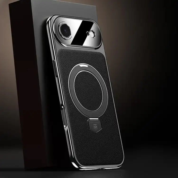 Plain Leather MagSafe Holder Phone Case