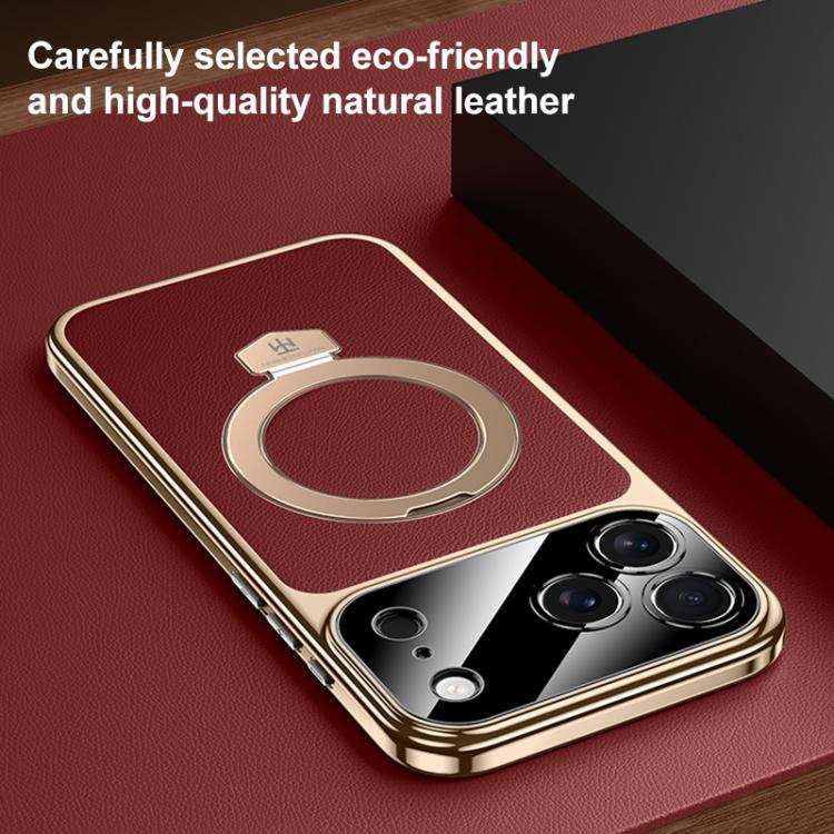 Plain Leather MagSafe Holder Phone Case