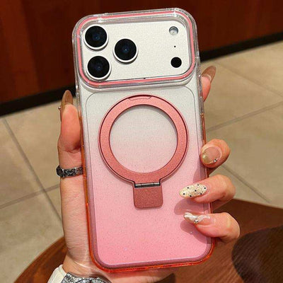 Transparent Gradient Metal Ring Holder MagSafe Phone Case