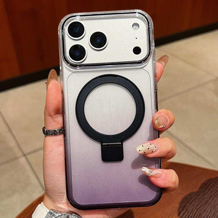 Transparent Gradient Metal Ring Holder MagSafe Phone Case