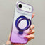 Transparent Gradient Metal Ring Holder MagSafe Phone Case