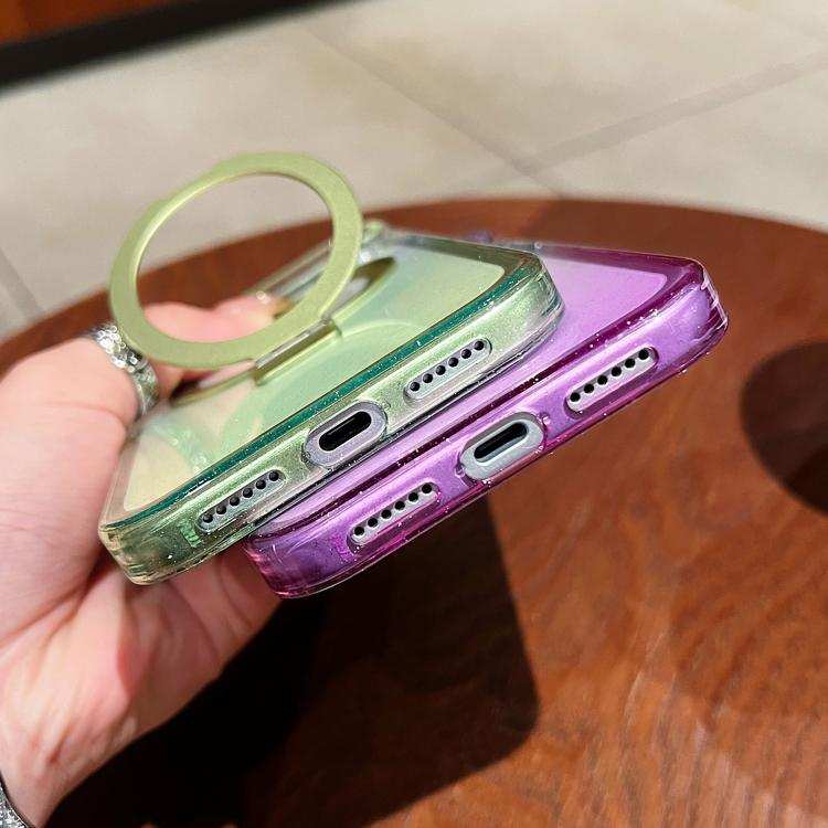 Transparent Gradient Metal Ring Holder MagSafe Phone Case