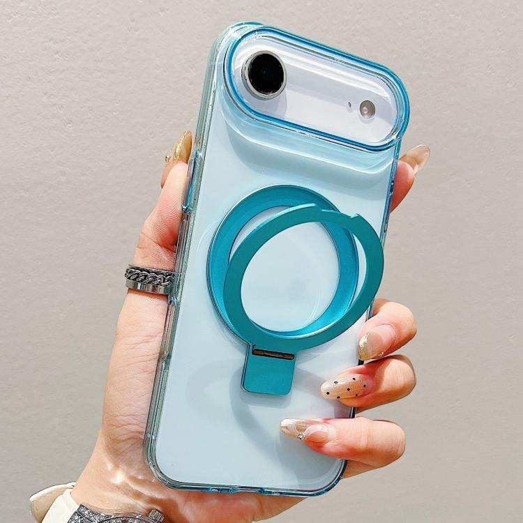 Transparent Colorful Metal Ring Holder MagSafe Phone Case