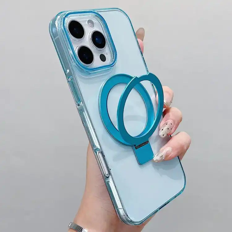 Transparent Colorful Metal Ring Holder MagSafe Phone Case