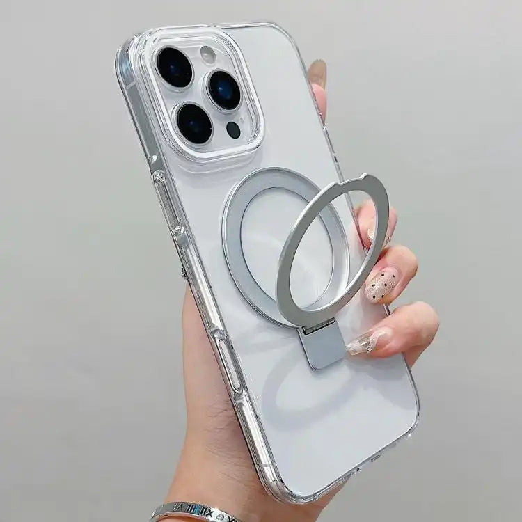 Transparent Colorful Metal Ring Holder MagSafe Phone Case