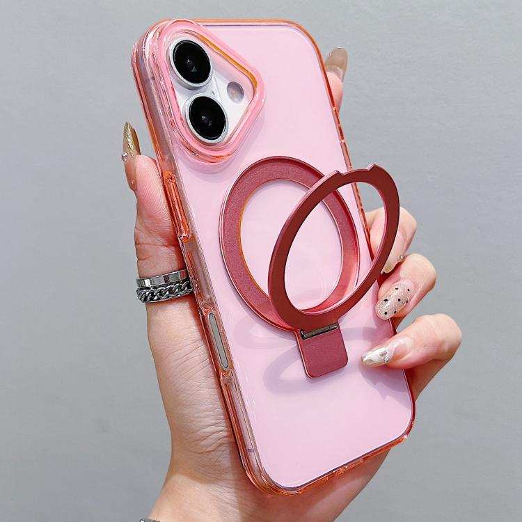 Transparent Colorful Metal Ring Holder MagSafe Phone Case