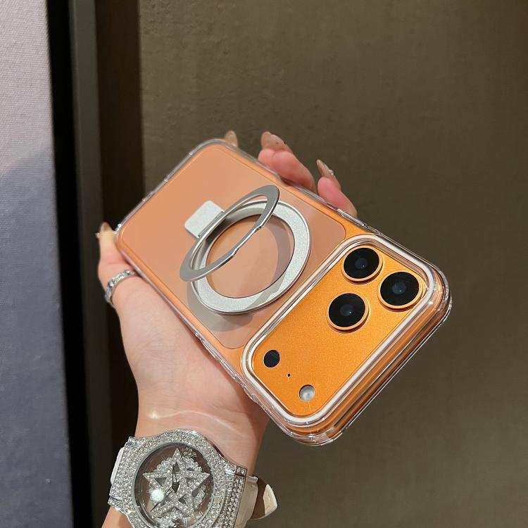 Transparent Colorful Metal Ring Holder MagSafe Phone Case