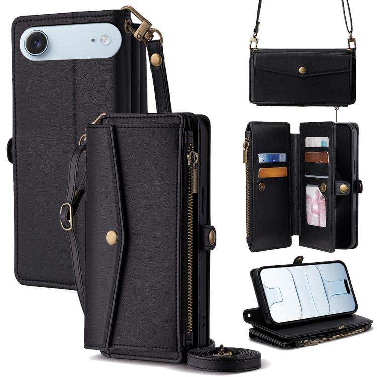 Zipper Wallet Side Buckle Crossbody Lanyard Leather Phone Case