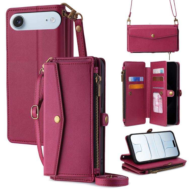 Zipper Wallet Side Buckle Crossbody Lanyard Leather Phone Case