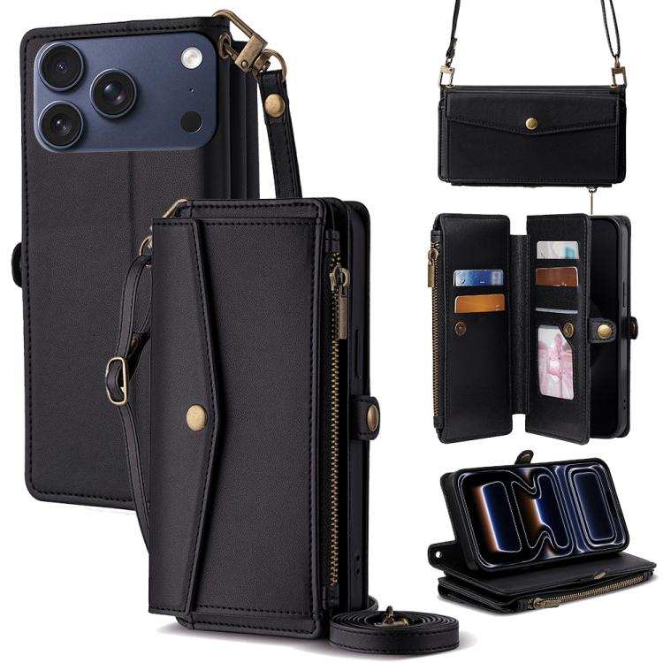 Zipper Wallet Side Buckle Crossbody Lanyard Leather Phone Case
