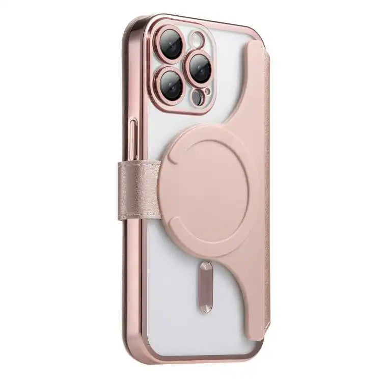 Splitable Electroplated MagSafe RFID Anti-theft Leather Phone Case with Lens Film